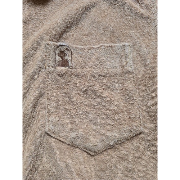 Dandy Del Mar Men's Size Medium Orange Floral Terry Button Down Shirt FLAWS - Picture 4 of 7